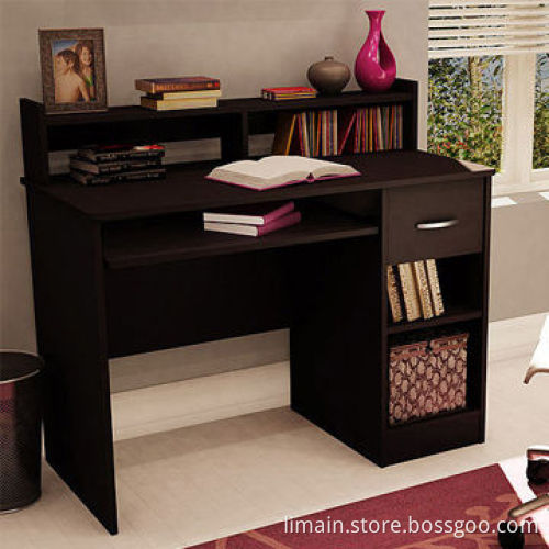 Computer Desk, Sliding Keyboard/Mouse Tray with Metal Slides and Safety Stops